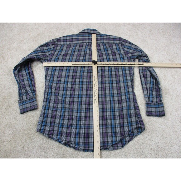 Peter Millar Shirt Mens Medium Black Purple Plaid Preppy Cotton Casual Button Up - Picture 5 of 8